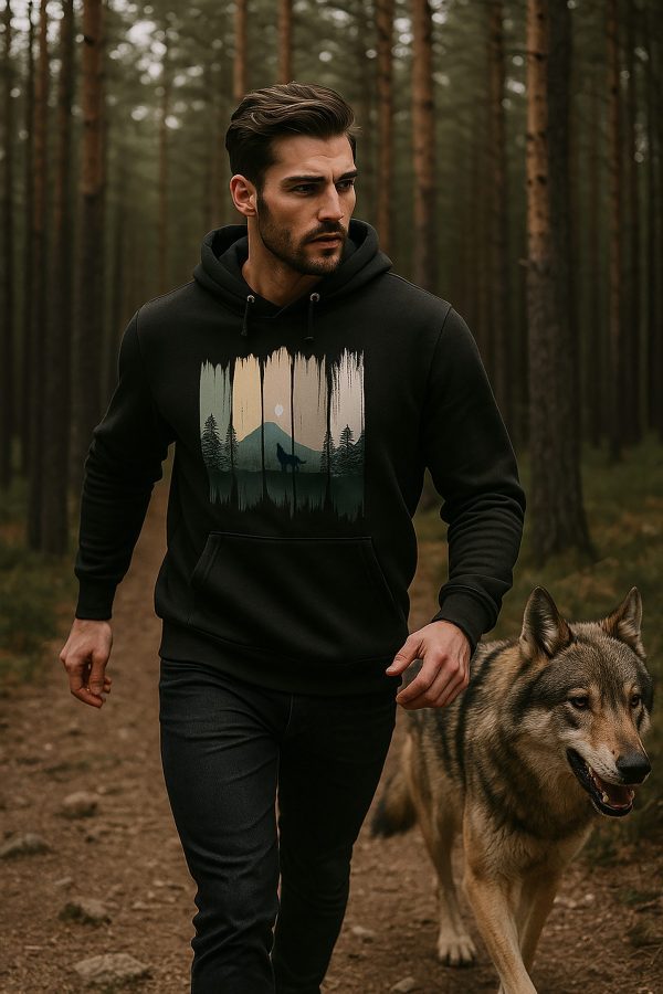 Herren Hoodie Wolf wald Hoodie "Wolf & Wildnis"