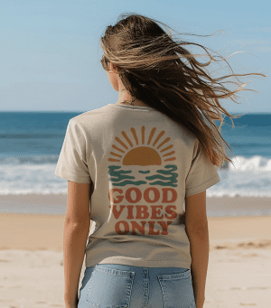 Damen T-Shirt Good Vibes - Retro Sommer Shirt