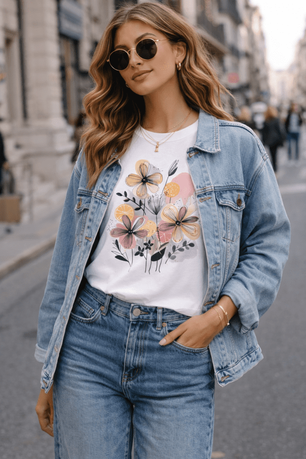 Damen T-Shirt Blumen 4 T-Shirt „Blumenzauber“