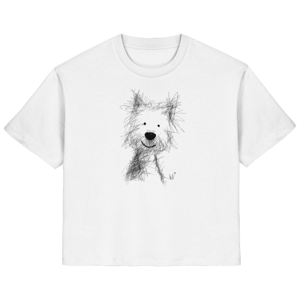 front-ladies-organic-shirt-white-457-7b06-1000x.png T-Shirt „Happy Dog Sketch“