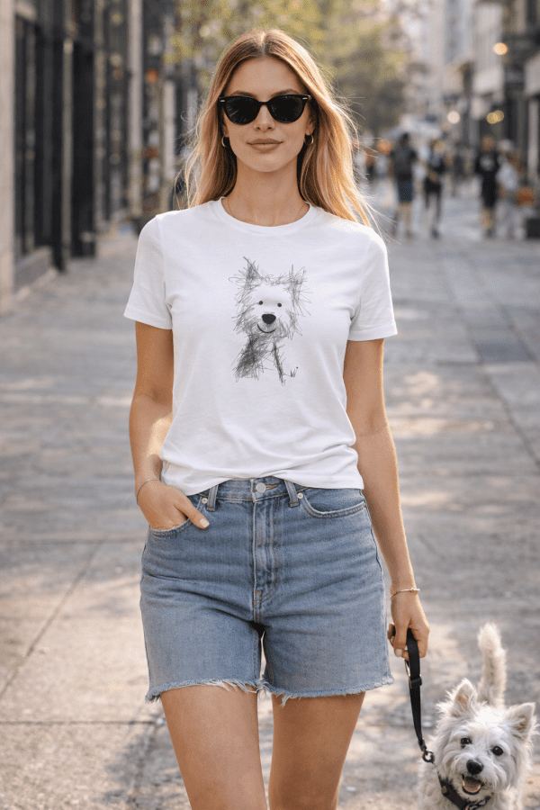 Damen TShirt Hund fitted T-Shirt „Happy Dog“