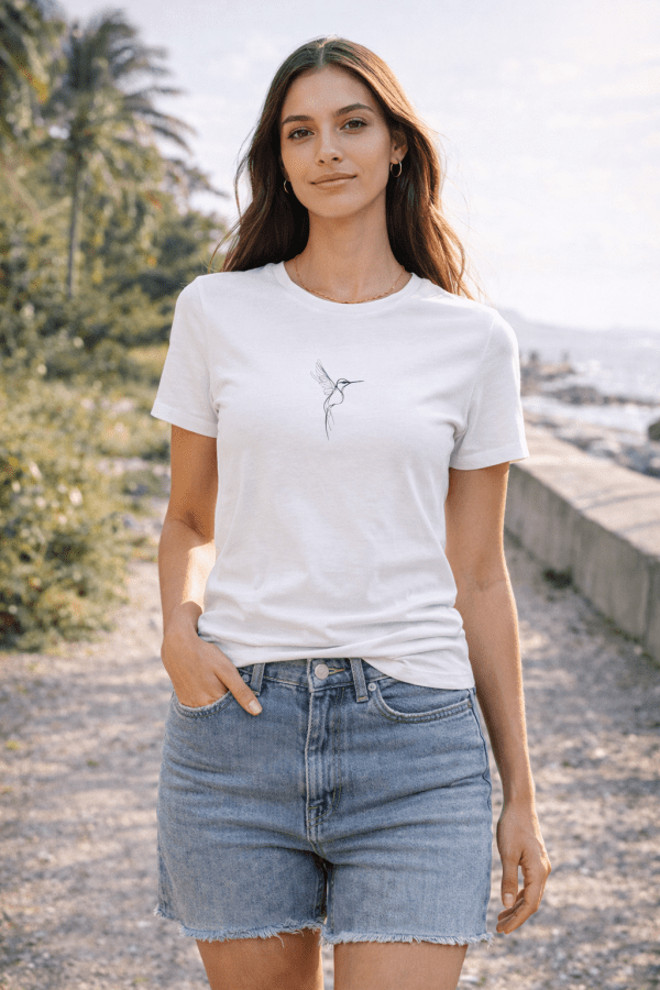 Damen TShirt fitted Vogel T-Shirt „Hummingbird“