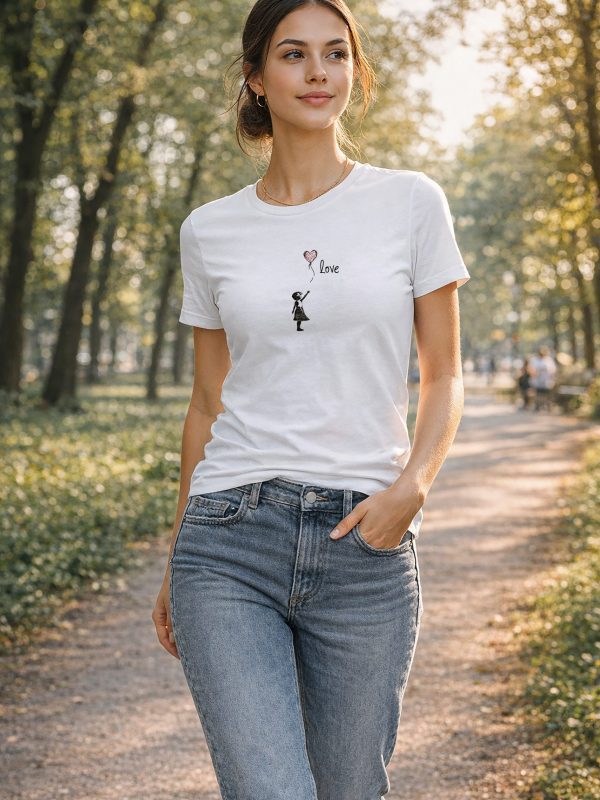T-Shirt Banksy Fitted „Girl with ballon“