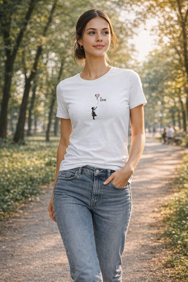 T-Shirt Banksy Fitted „Girl with ballon“