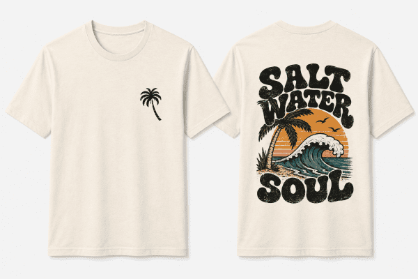 T-Shirt Front Back Salt Water „Salt Water Soul“