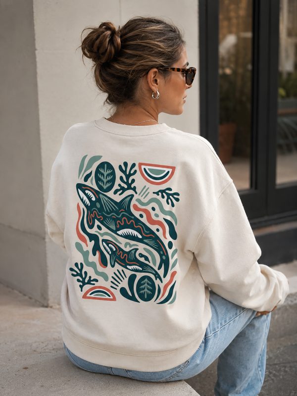 Damen-Sweater-Wal "Whales & Waves"